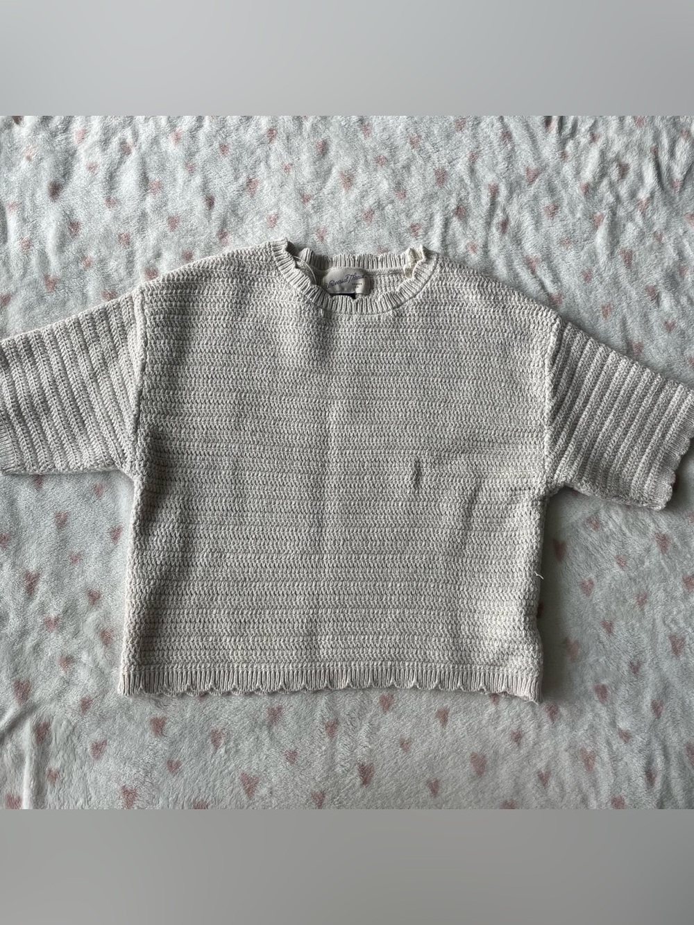 Cream Short Sleeve Knit Top